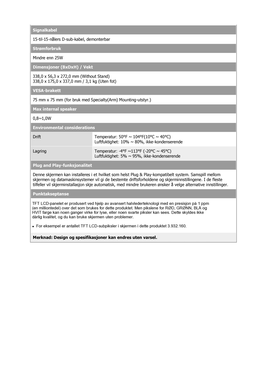 Samsung GS17VSSS/EDC manual Max internal speaker 