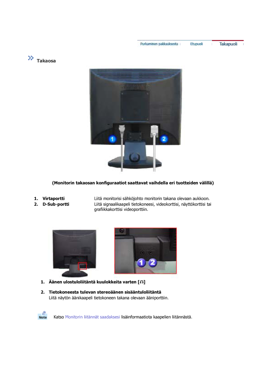 Samsung GS17VSSS/EDC manual Takaosa 