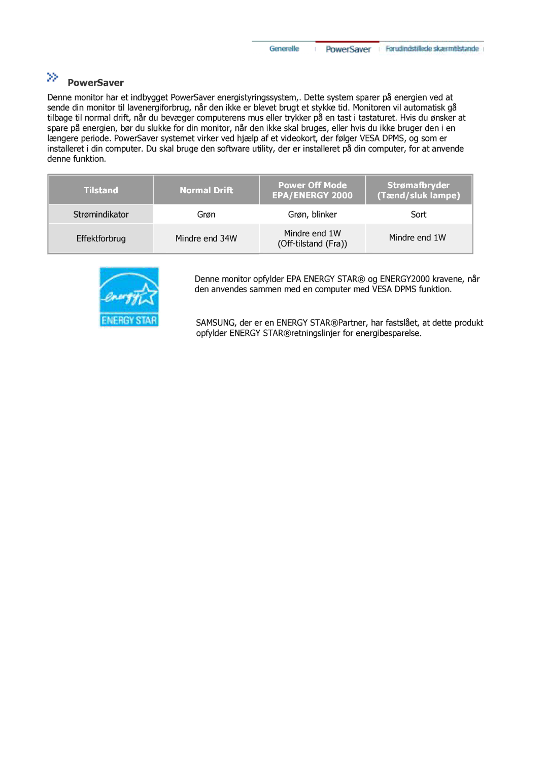 Samsung GS17VSSS/EDC manual PowerSaver, Epa/Energy 