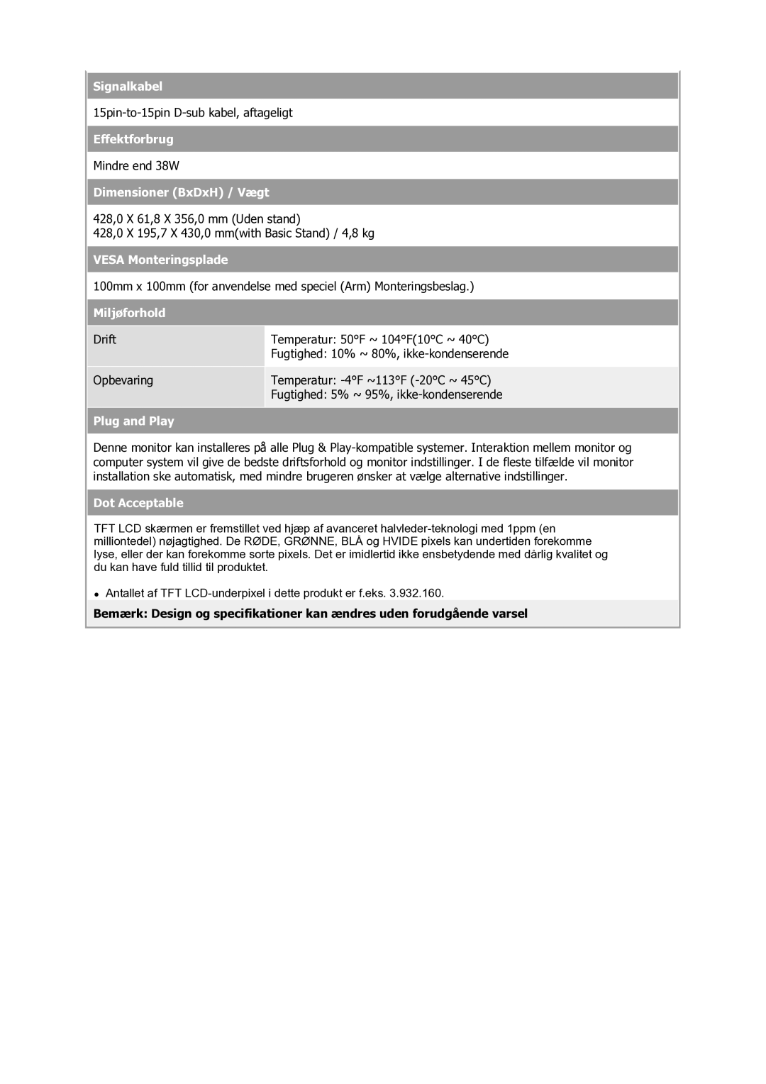 Samsung GS17VSSS/EDC manual Mindre end 38W 