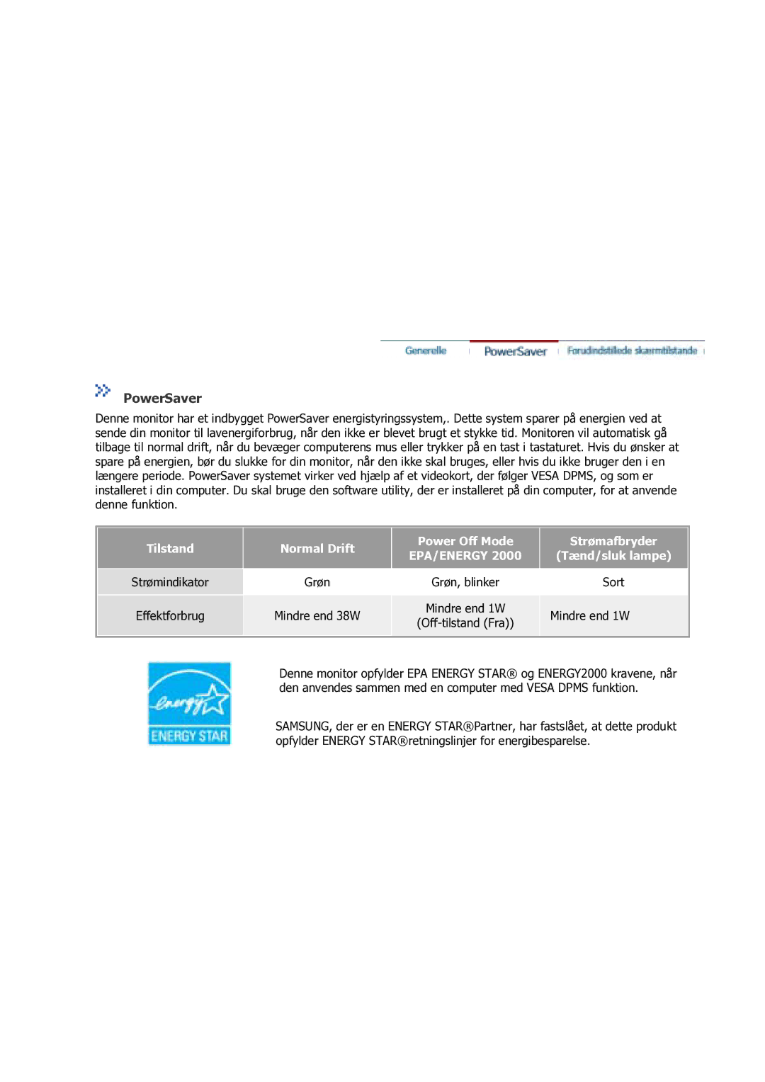 Samsung GS17VSSS/EDC manual Mindre end 1W 