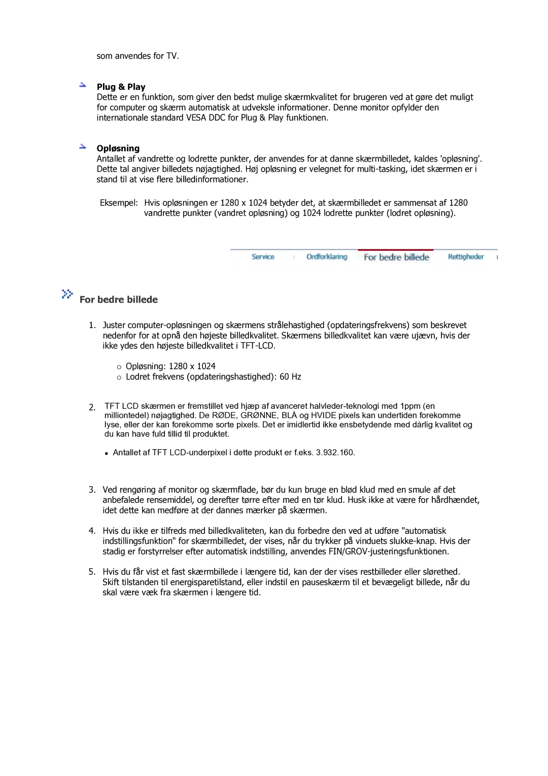 Samsung GS17VSSS/EDC manual For bedre billede, Plug & Play, Opløsning 