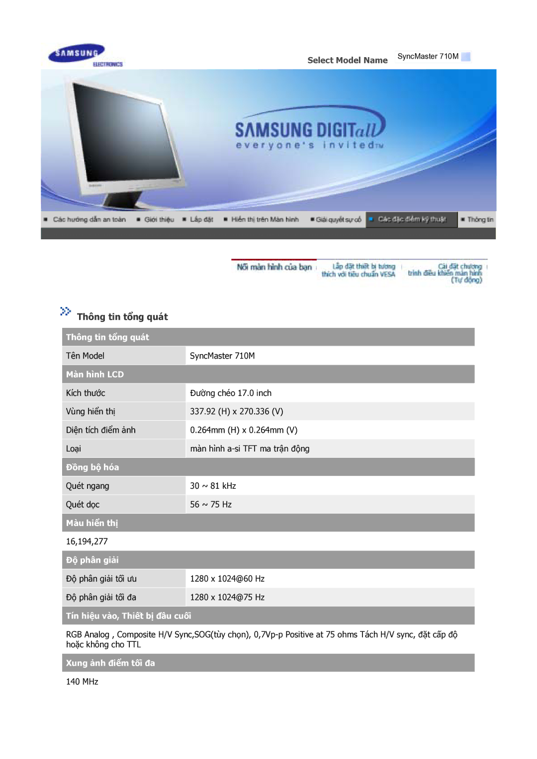 Samsung GS17VSSS/VNT manual SyncMaster 710M 