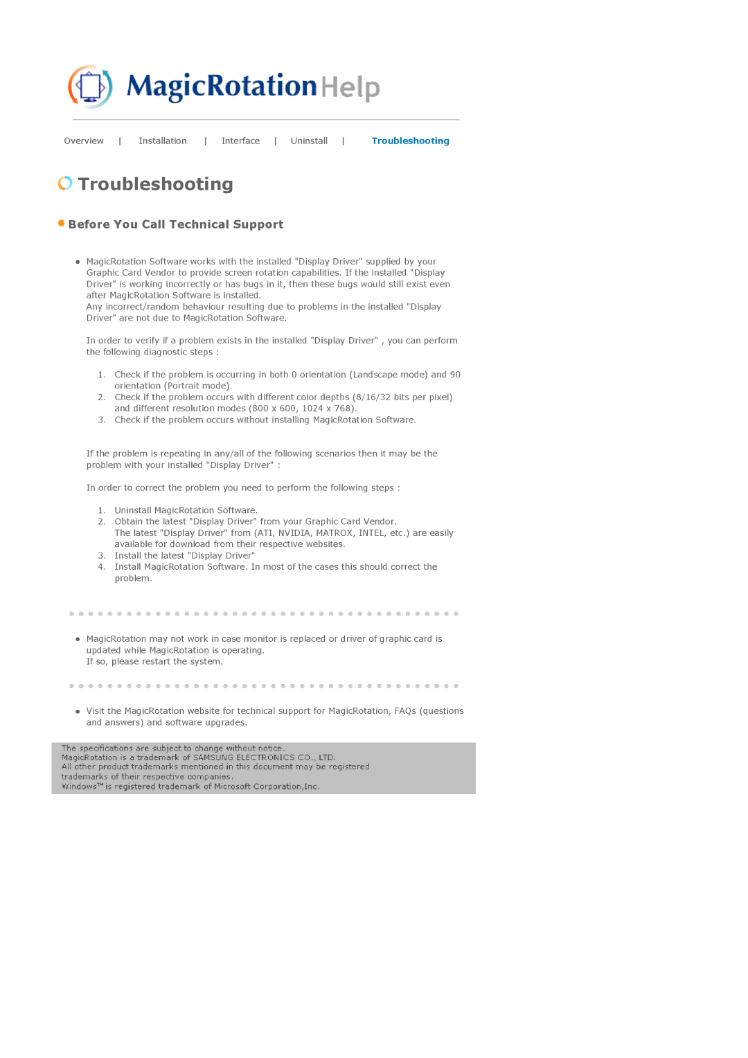 Samsung LS19MJAKSZ/EDC, GS17VSSSY/EDC, LS19MJAKNZ/XSJ, LS19MJAKSZ/XSJ, LS19MJAKBZ/XSJ, LS17MJAKSZ/CLT manual Troubleshooting 