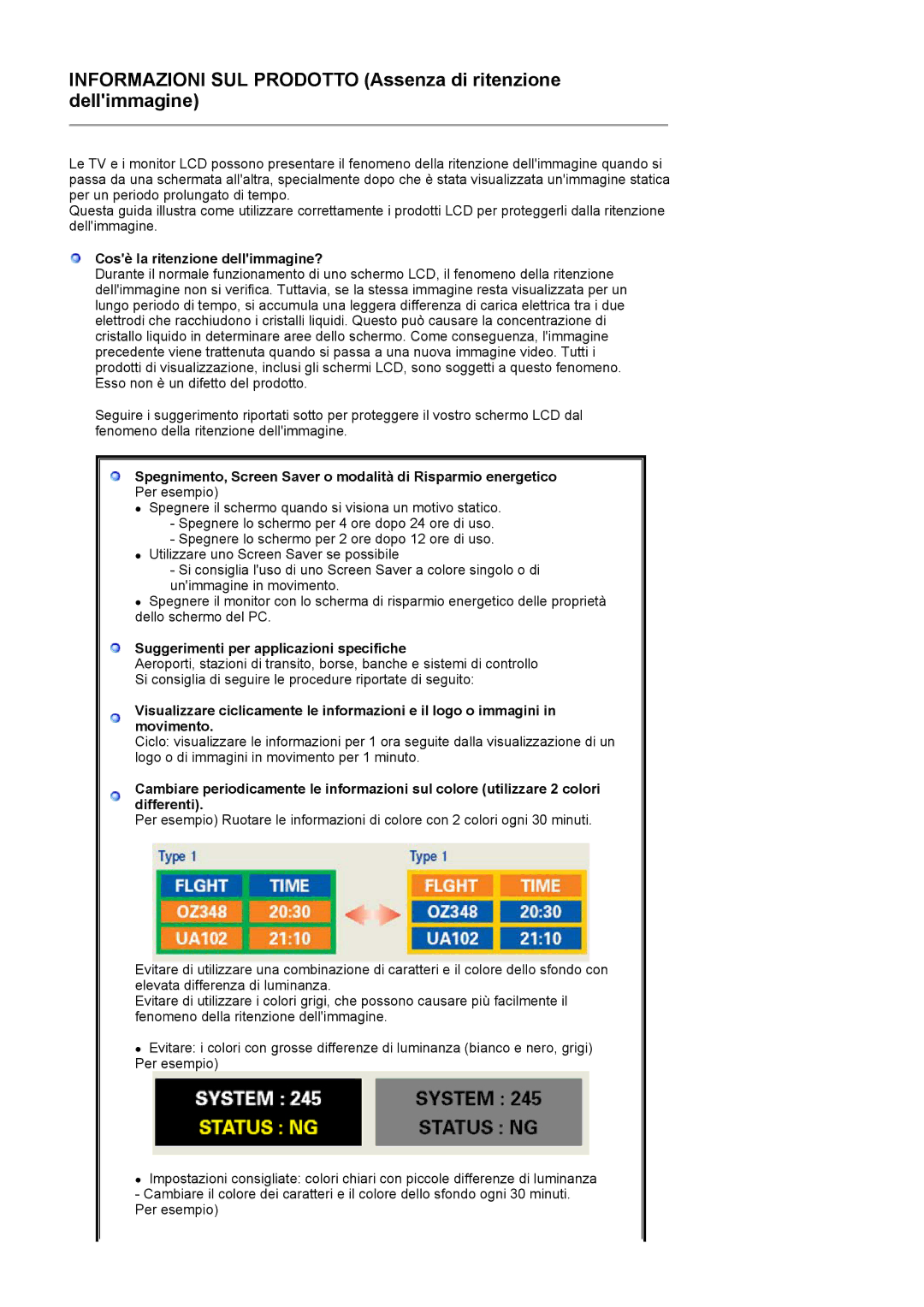 Samsung LS17MJAKSZ/CLT, GS17VSSSY/EDC manual Cosè la ritenzione dellimmagine?, Suggerimenti per applicazioni specifiche 