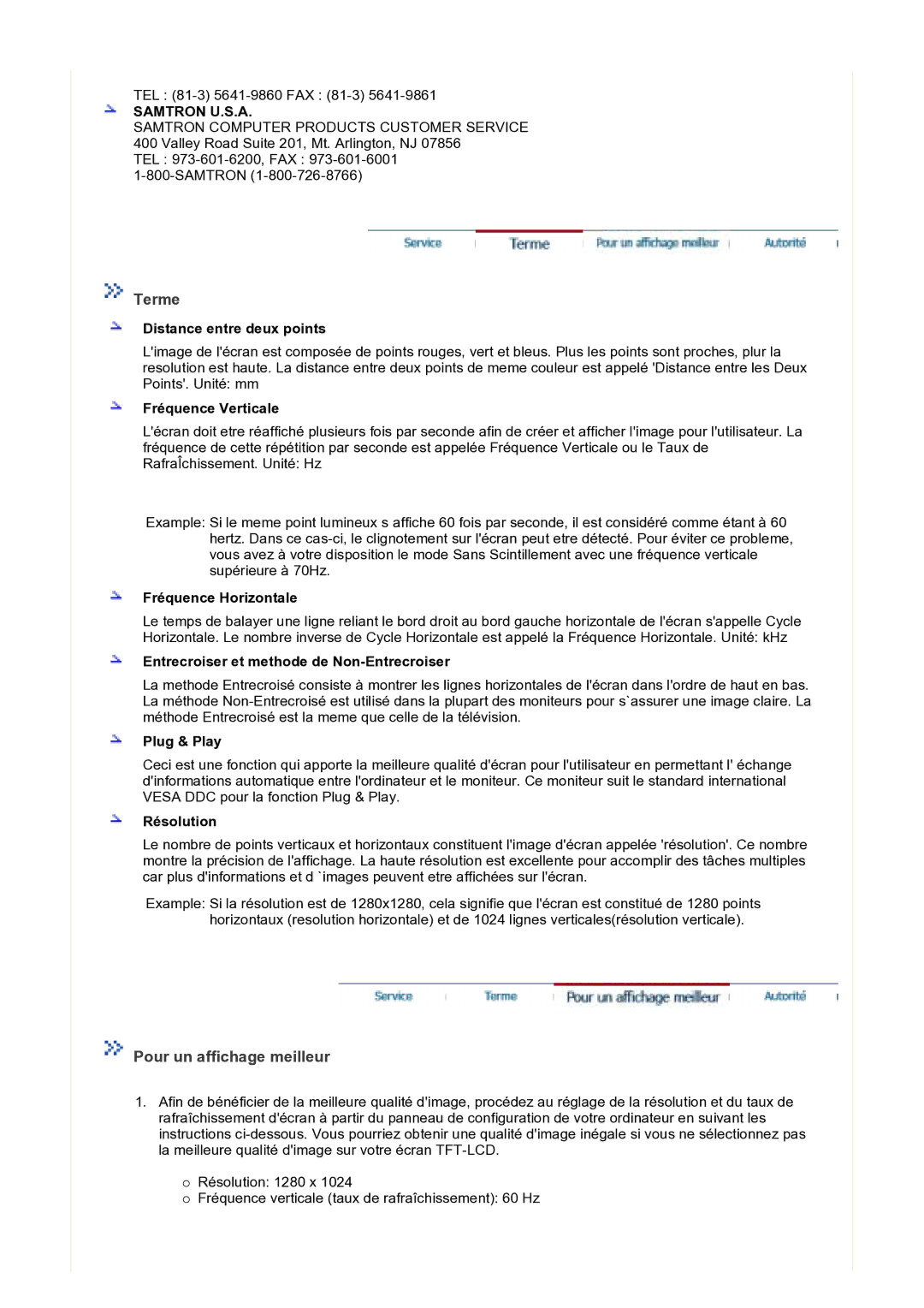 Samsung GS17VTSN/EDC, GS17VTSS/EDC manual Terme, Pour un affichage meilleur 