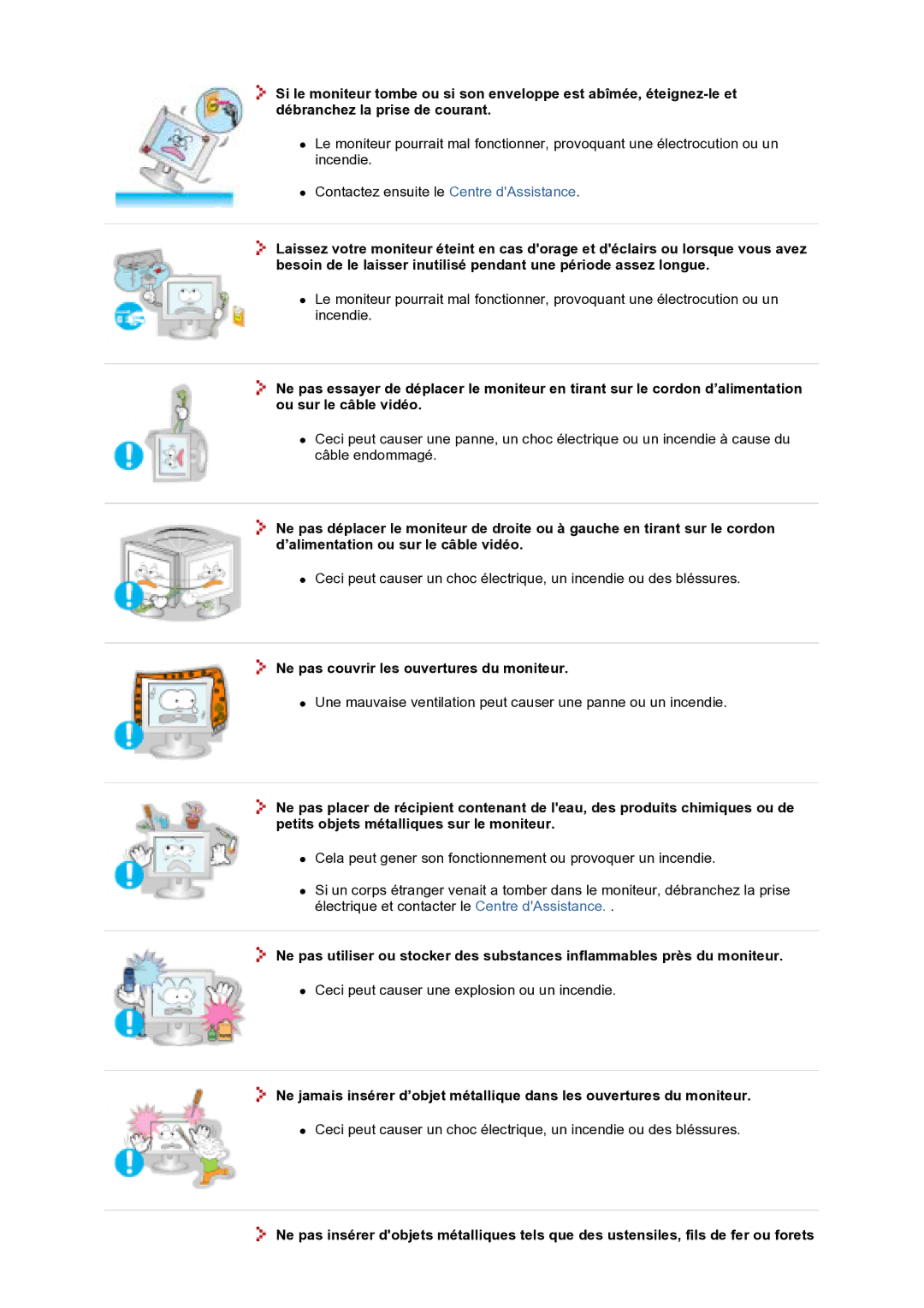 Samsung GS17VTSS/EDC, GS17VTSN/EDC manual Ne pas couvrir les ouvertures du moniteur 