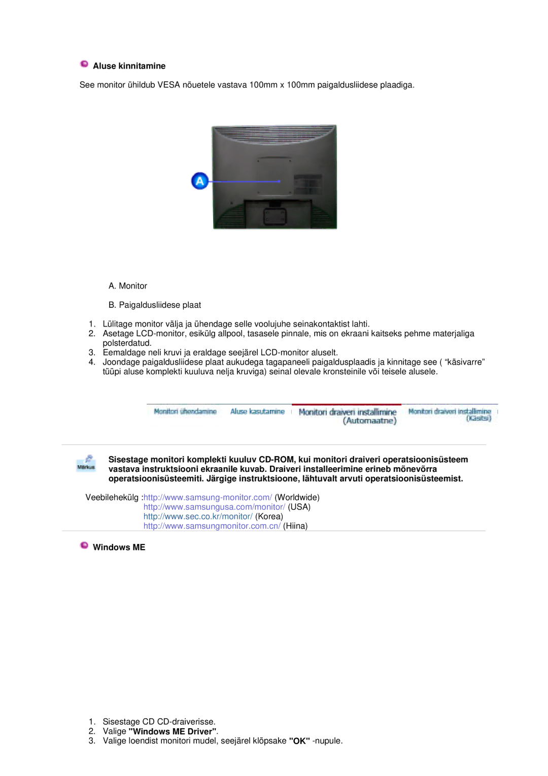 Samsung GS17VTSS/EDC manual Valige loendist monitori mudel, seejärel klõpsake OK -nupule 