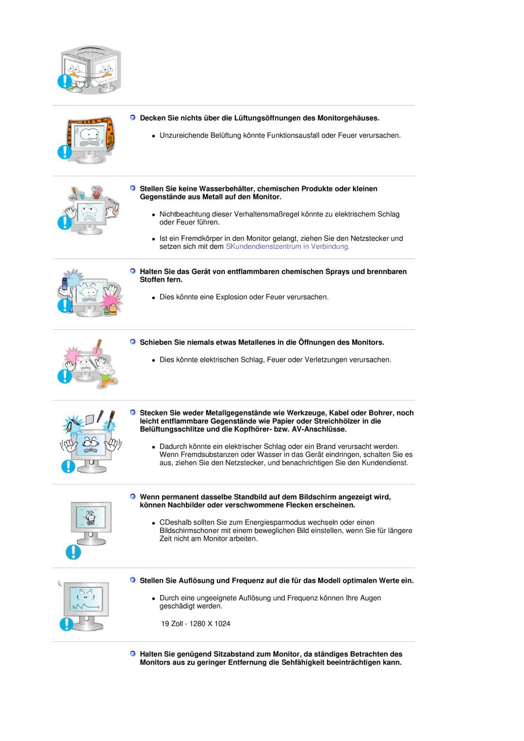 Samsung GS19ESSS/EDC manual Dies könnte eine Explosion oder Feuer verursachen 