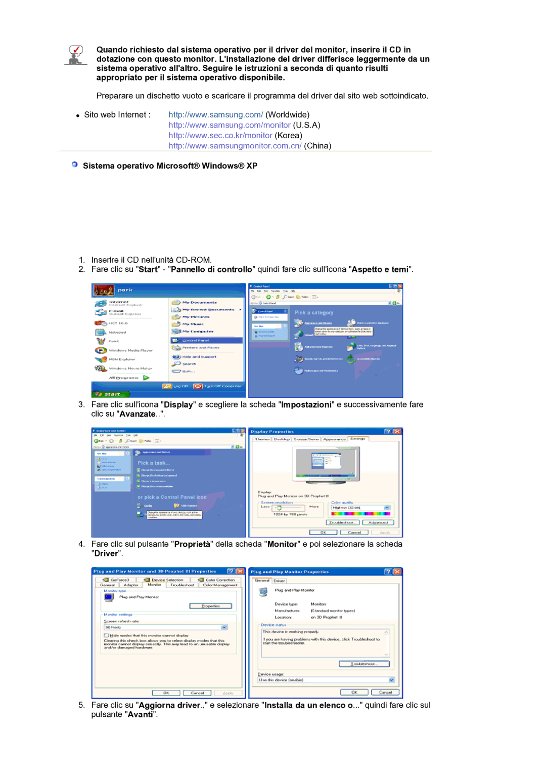 Samsung GS19ESSS/EDC manual Sistema operativo Microsoft Windows XP 