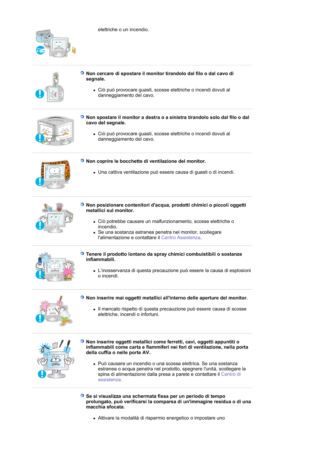 Samsung GS19ESSS/EDC manual Non coprire le bocchette di ventilazione del monitor 