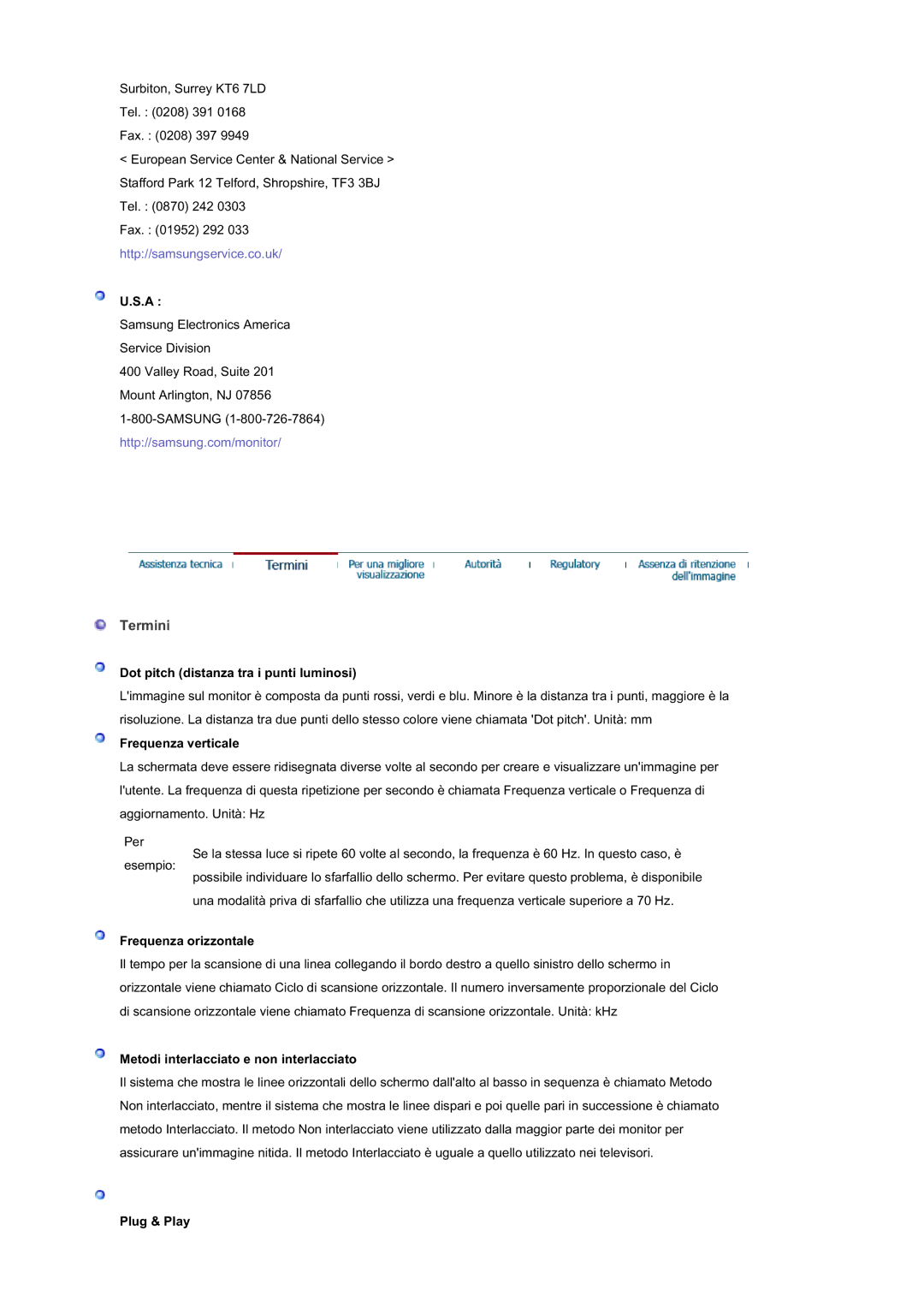 Samsung GS19ESSS/EDC manual Termini 