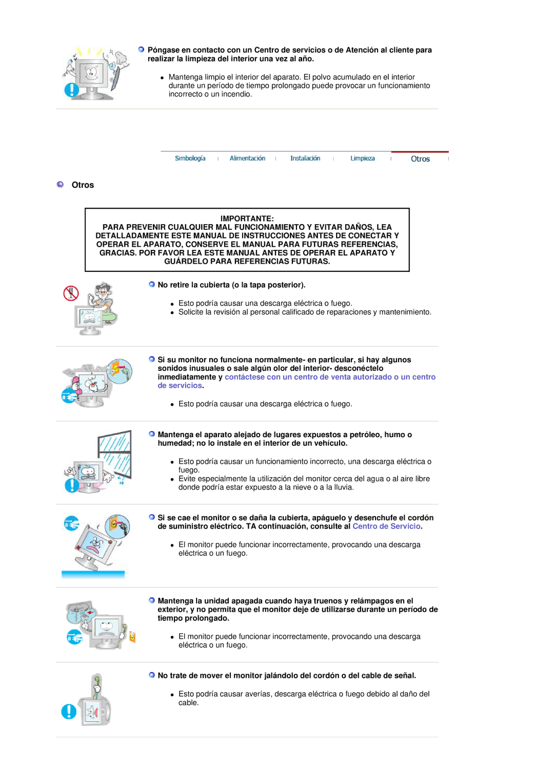 Samsung GS19ESSS/EDC manual Otros, No retire la cubierta o la tapa posterior 