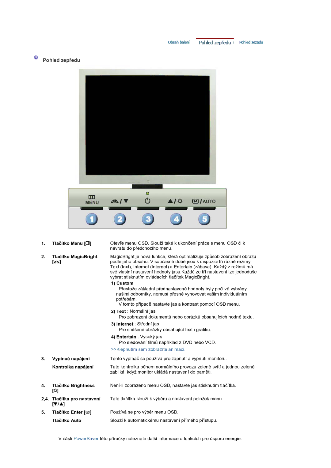 Samsung GS19ESSS/EDC manual Pohled zepĜedu 