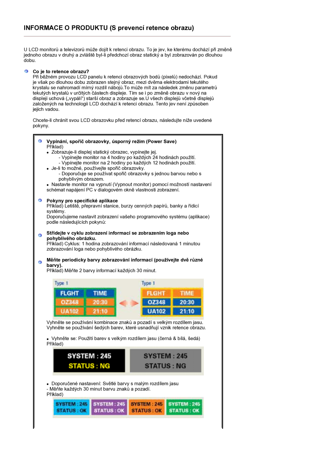 Samsung GS19ESSS/EDC manual Co je to retence obrazu?, Vypínání, spoĜiþ obrazovky, úsporný režim Power Save 