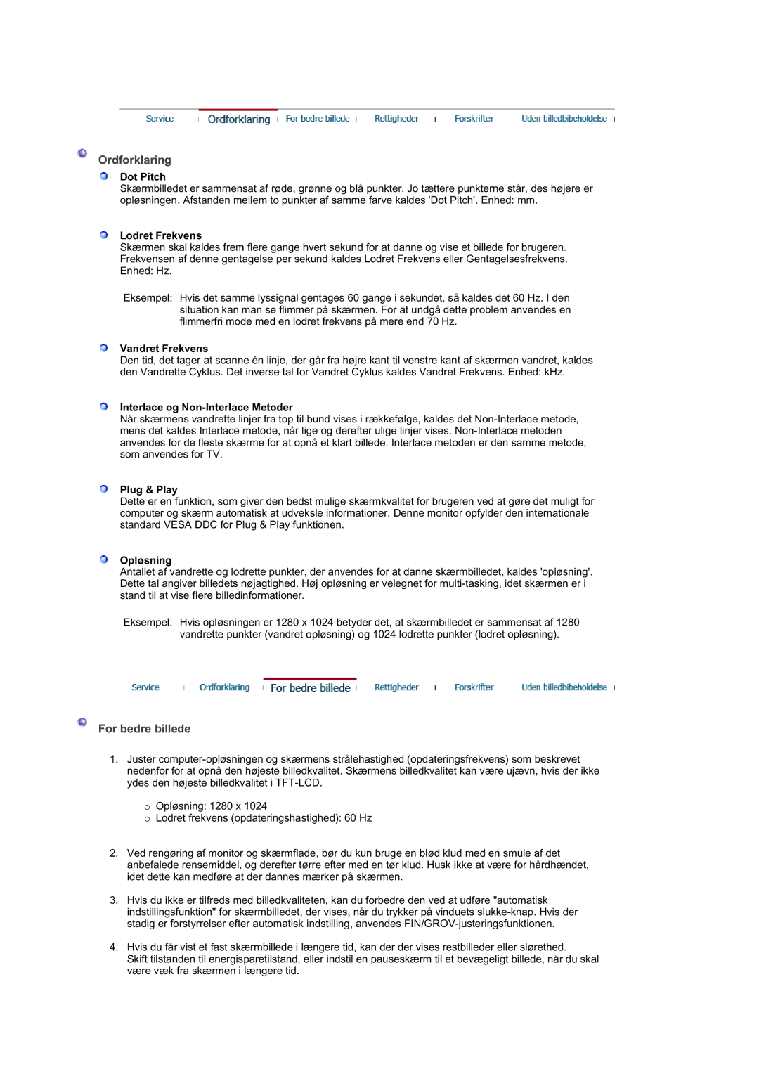 Samsung GS19ESSS/EDC manual Ordforklaring, For bedre billede 