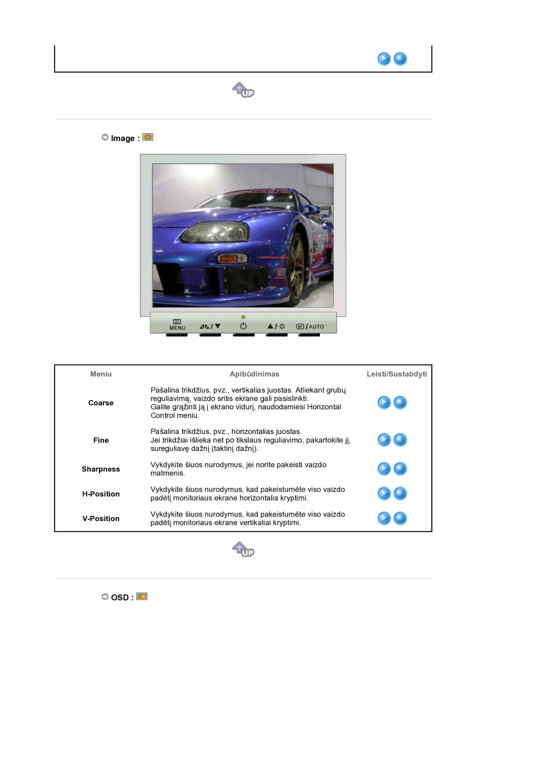 Samsung GS19ESSS/EDC manual Image, Osd, Coarse Fine Sharpness Position 