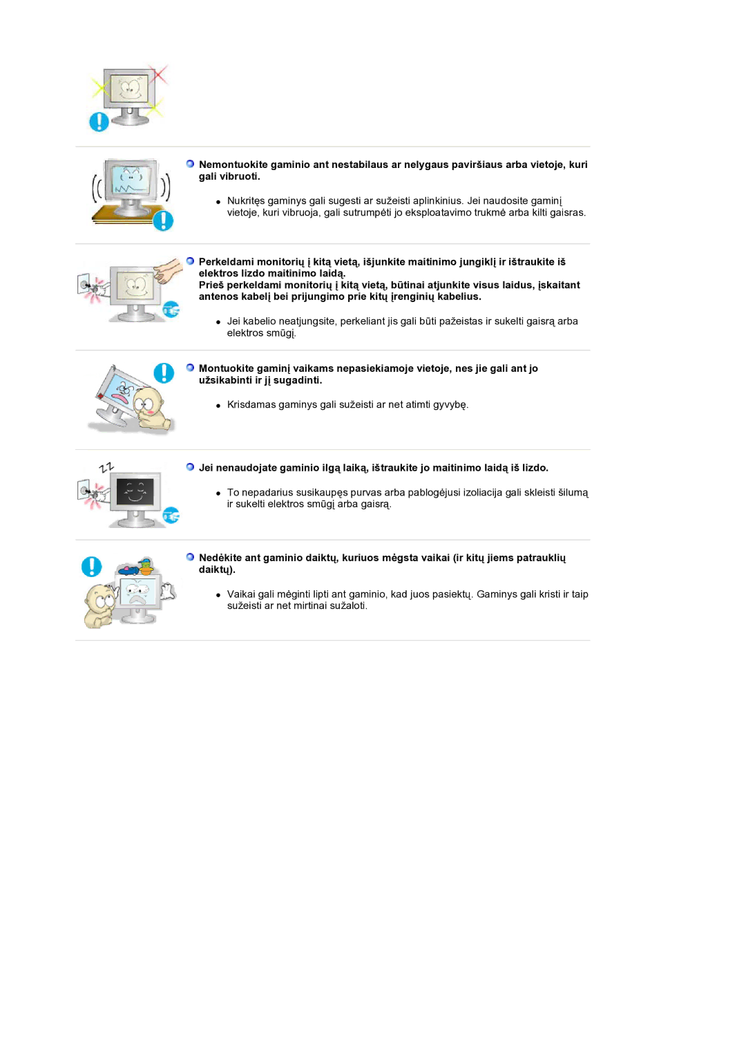 Samsung GS19ESSS/EDC manual Krisdamas gaminys gali sužeisti ar net atimti gyvybę 