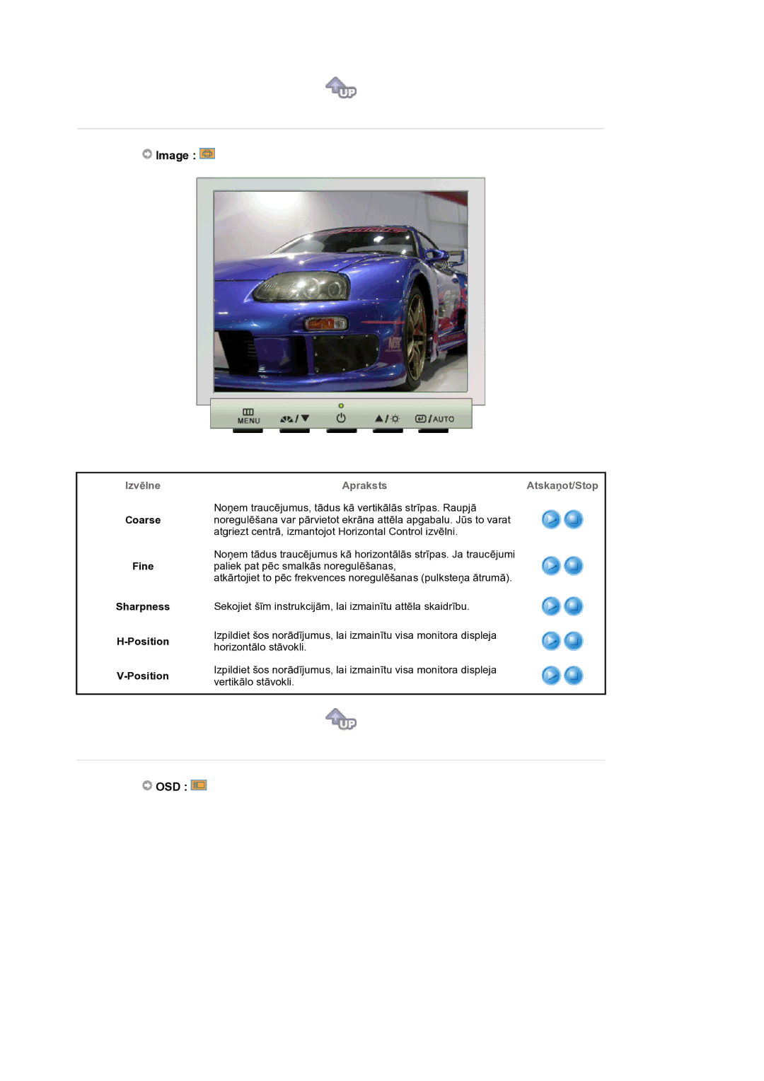 Samsung GS19ESSS/EDC manual Image, Osd, Coarse Fine Sharpness Position 