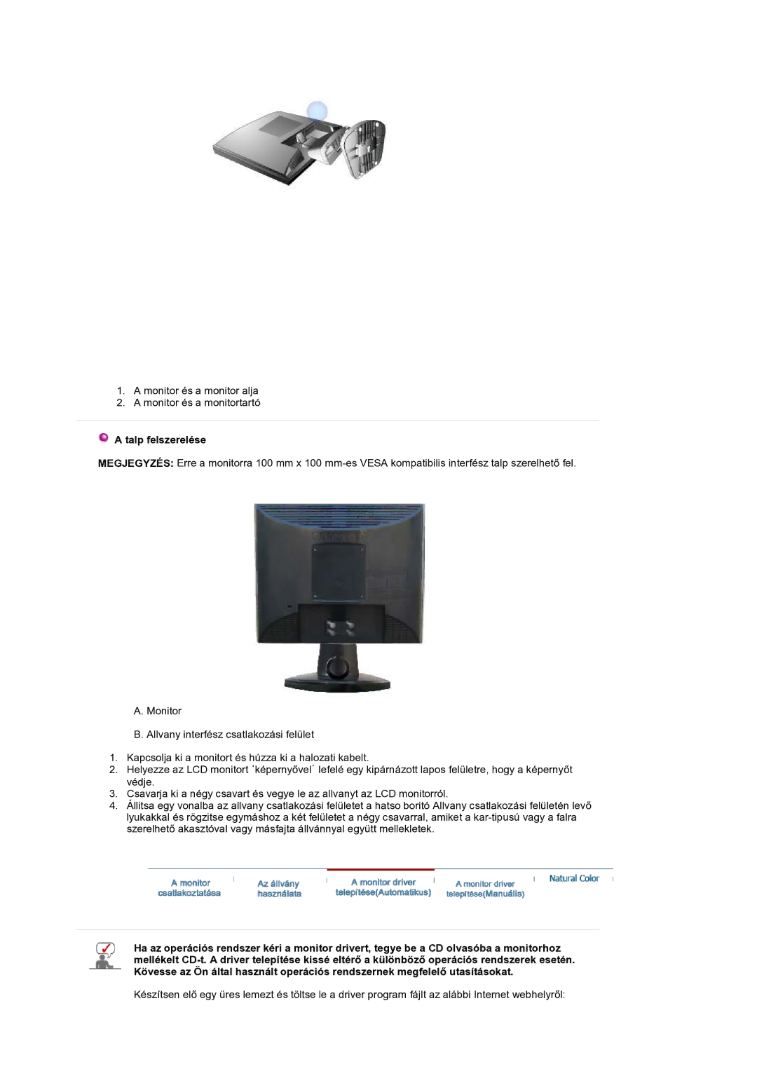 Samsung GS19ESSS/EDC manual Talp felszerelése 