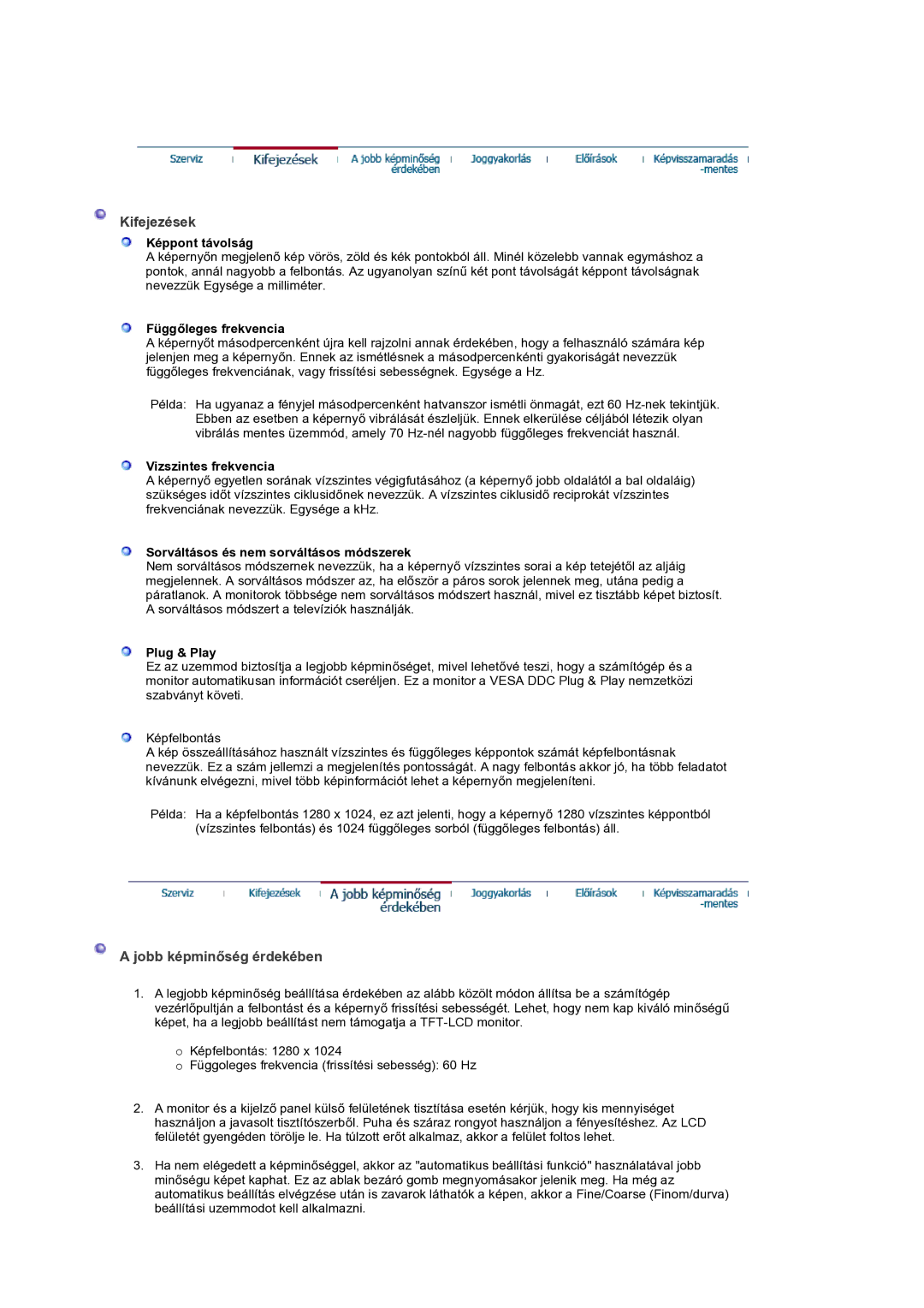 Samsung GS19ESSS/EDC manual Kifejezések, Jobb képminĘség érdekében 