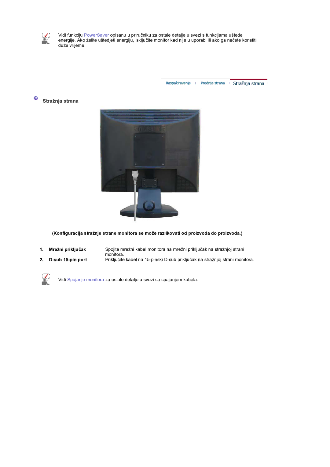 Samsung GS19ESSS/EDC manual Stražnja strana 