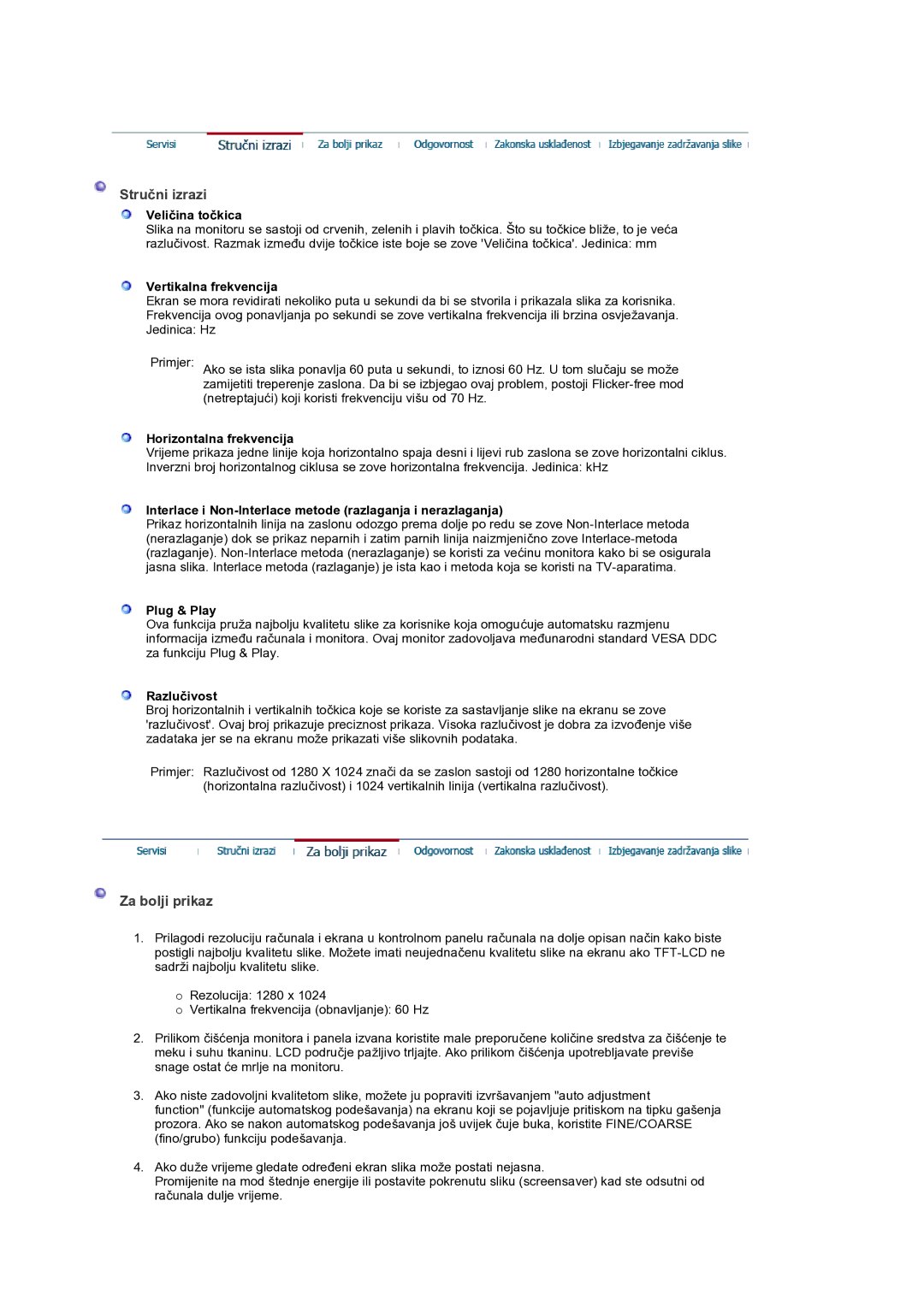 Samsung GS19ESSS/EDC manual Struþni izrazi, Za bolji prikaz 