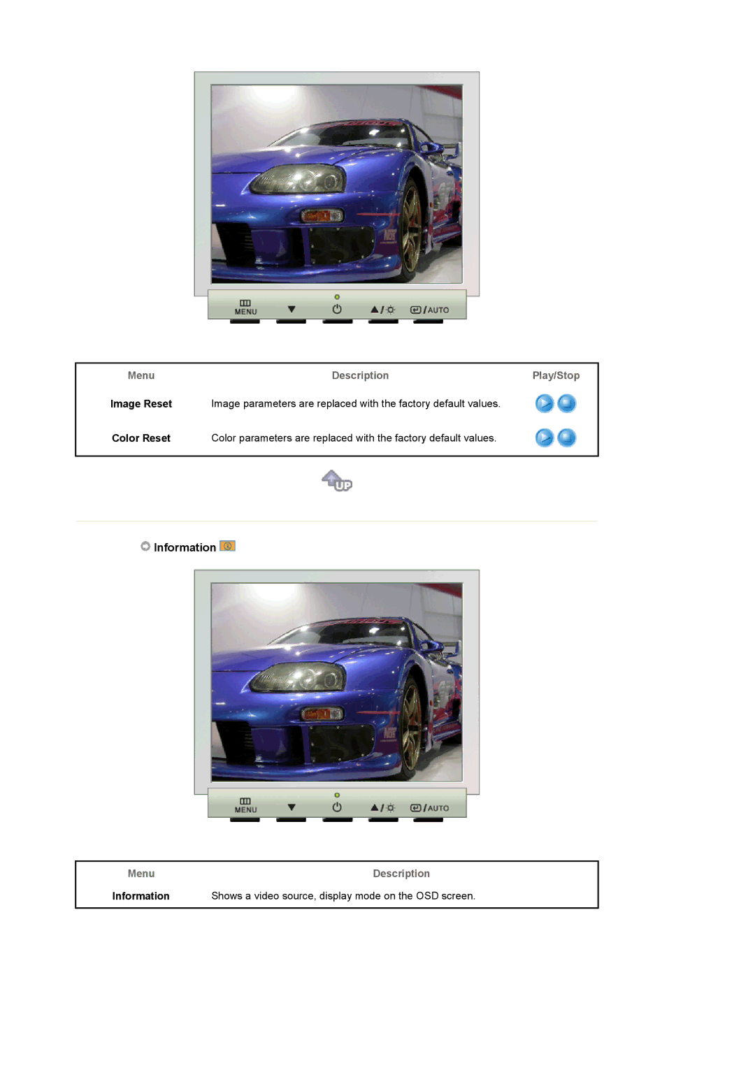 Samsung GS19ETSS/EDC manual Information, Shows a video source, display mode on the OSD screen 