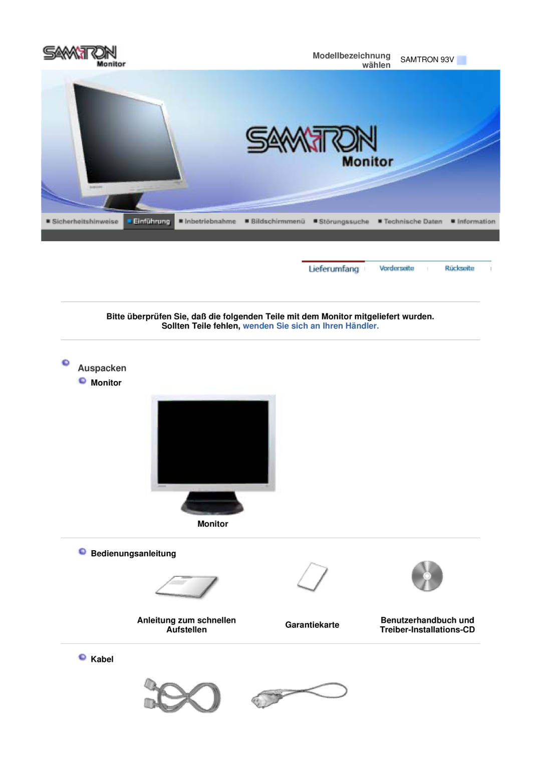 Samsung GS17VTSN/EDC, GS19VTSN/EDC, GS19VTSS/EDC, GS17VTSS/EDC manual Modellbezeichnung wählen 