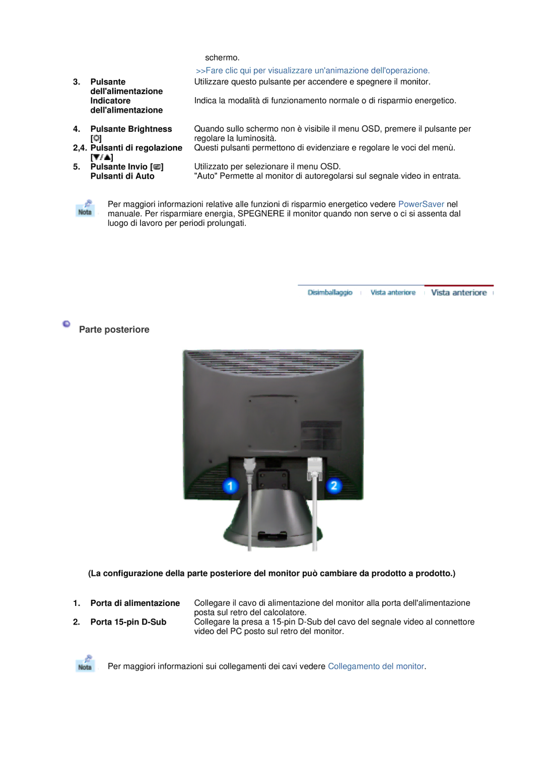 Samsung GS19VTSS/EDC, GS19VTSN/EDC, GS17VTSS/EDC, GS17VTSN/EDC manual Schermo, Regolare la luminosità 