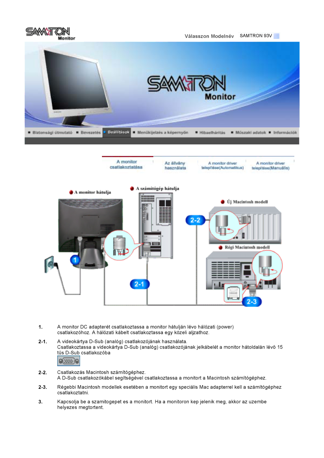 Samsung GS17VTSS/EDC, GS19VTSN/EDC, GS19VTSS/EDC, GS17VTSN/EDC manual Válasszon Modelnév 