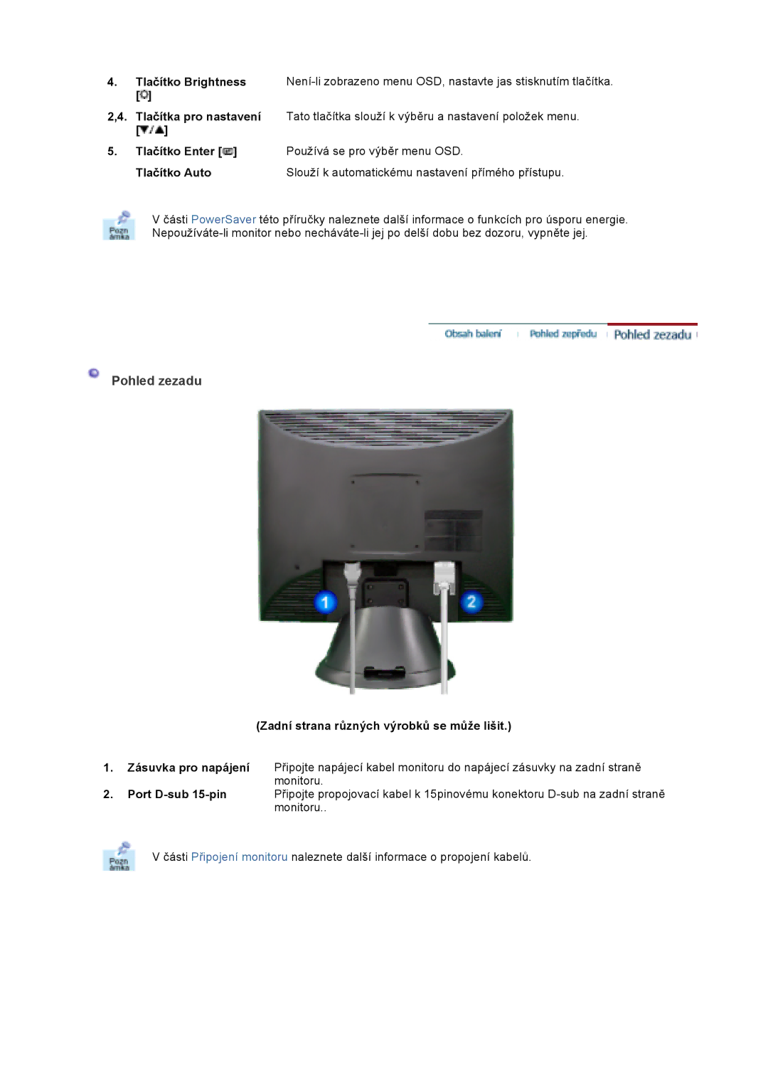 Samsung GS17VTSS/EDC, GS19VTSS/EDC, GS17VTSN/EDC manual Pohled zezadu 