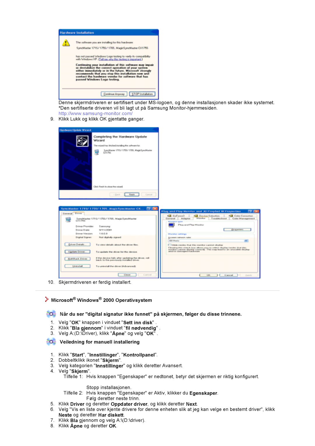 Samsung GS17VTSS/EDC, GS19VTSS/EDC manual Klikk Bla gjennom i vinduet fil nødvendig 