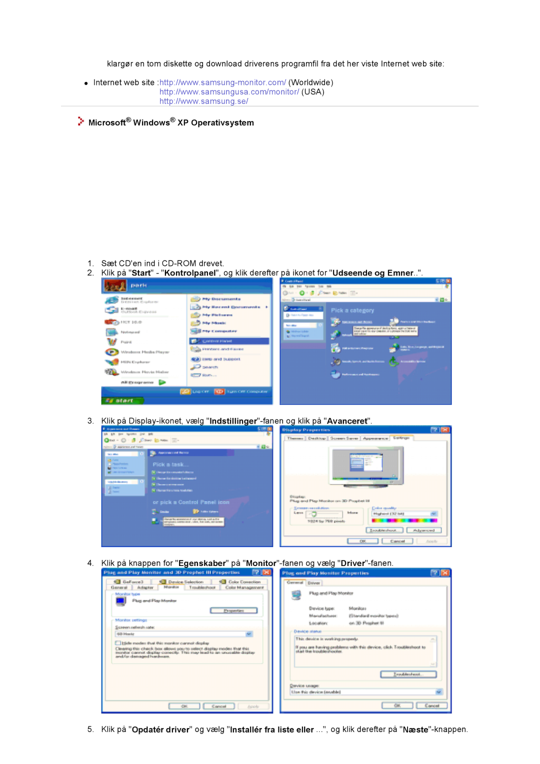 Samsung GS17VTSS/EDC, GS19VTSS/EDC manual Microsoft Windows XP Operativsystem 