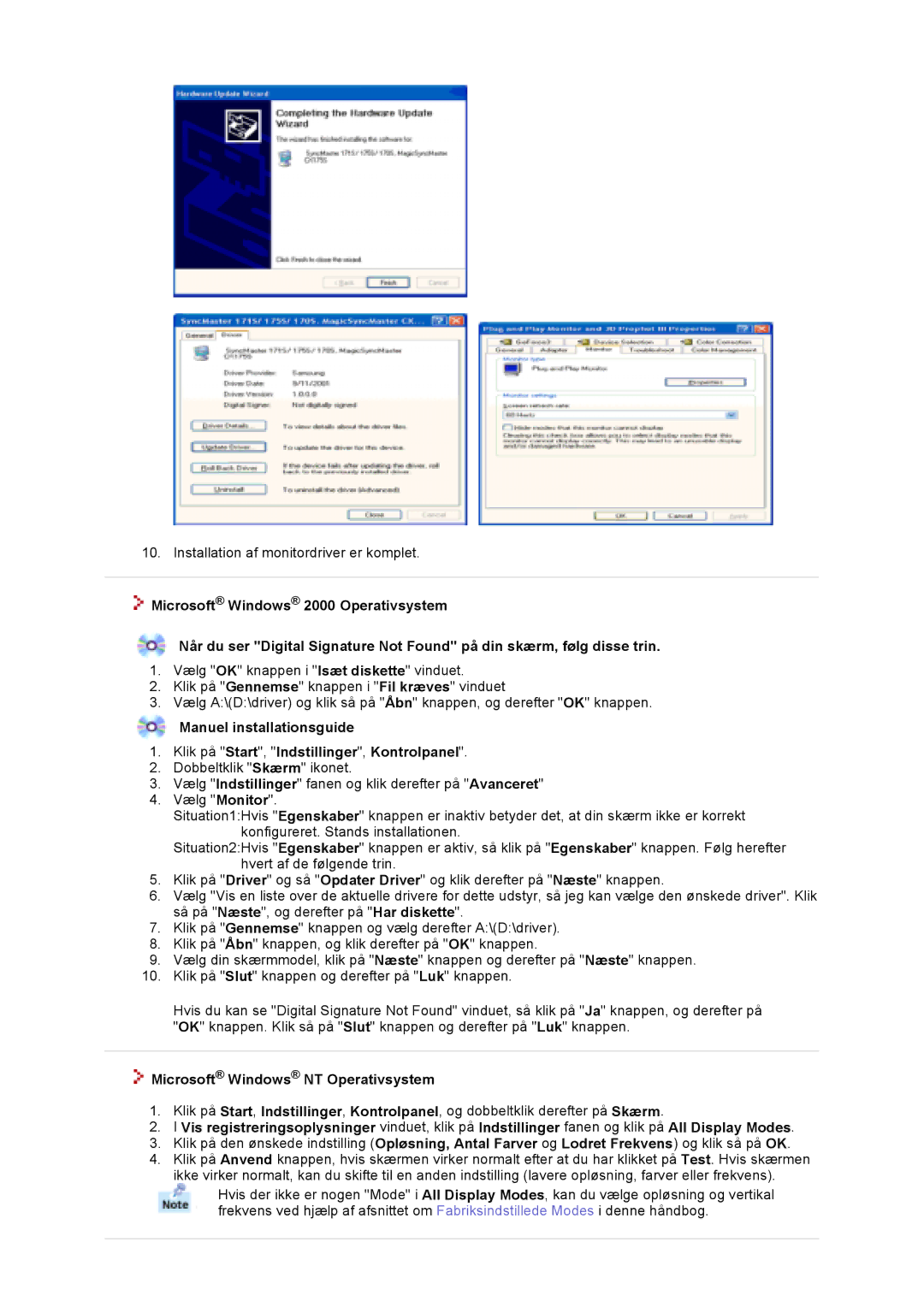 Samsung GS17VTSS/EDC, GS19VTSS/EDC manual Microsoft Windows NT Operativsystem 