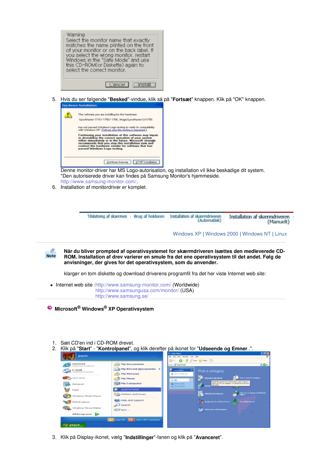 Samsung GS17VTSS/EDC, GS19VTSS/EDC manual Microsoft Windows XP Operativsystem 