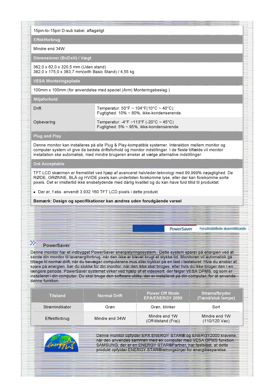 Samsung GS17VTSS/EDC, GS19VTSS/EDC manual PowerSaver 