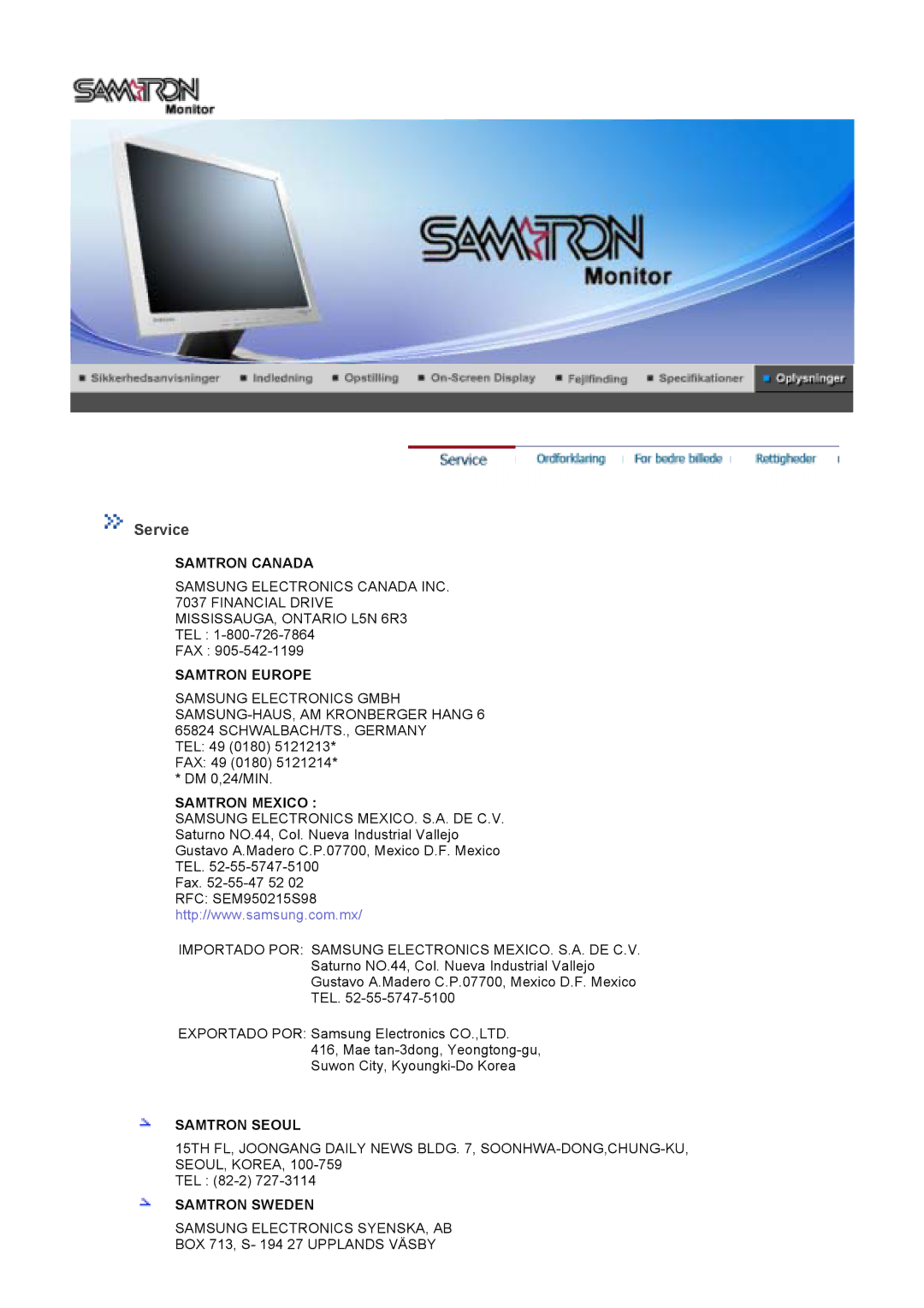 Samsung GS19VTSS/EDC, GS17VTSS/EDC manual Service, Samtron Europe 