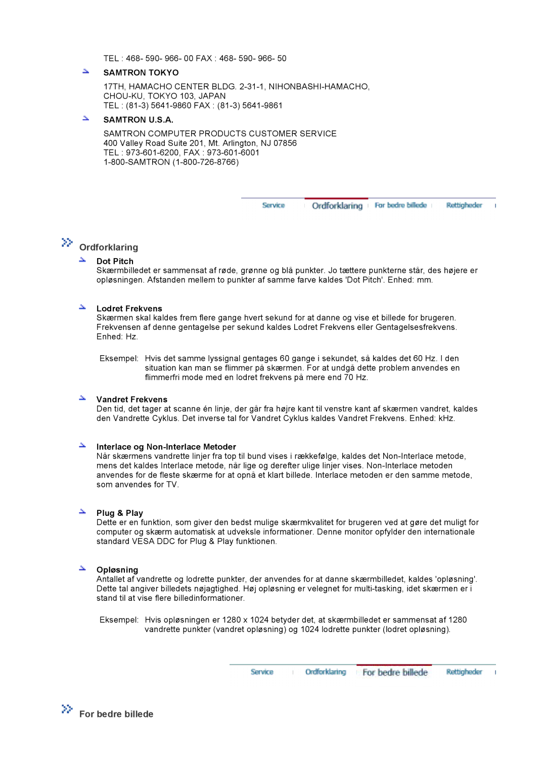 Samsung GS17VTSS/EDC, GS19VTSS/EDC manual Ordforklaring, For bedre billede 