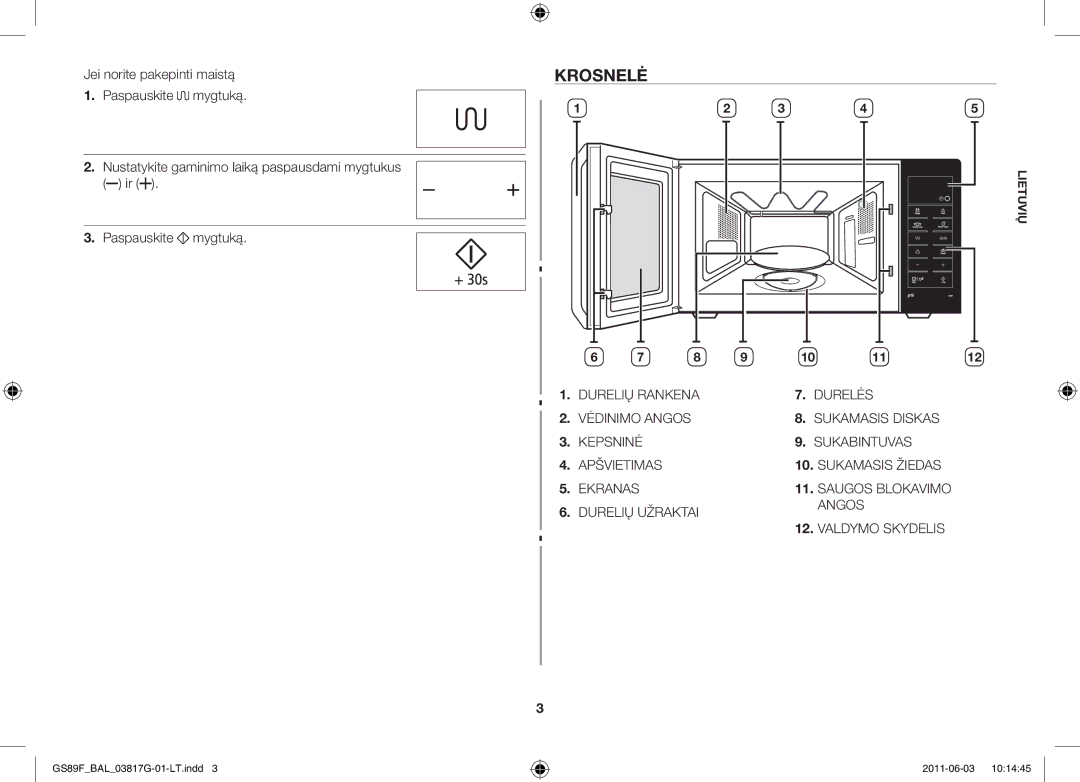 Samsung GS89F-1S/BAL manual Krosnelė 