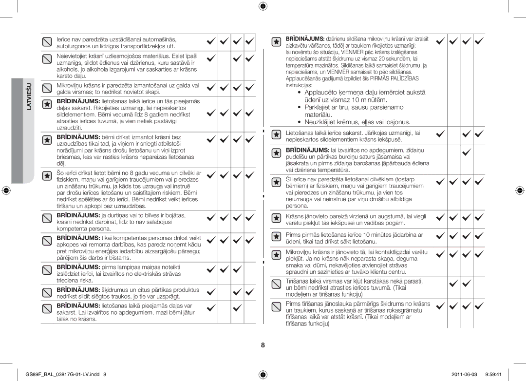 Samsung GS89F-1S/BAL manual Latviešu 