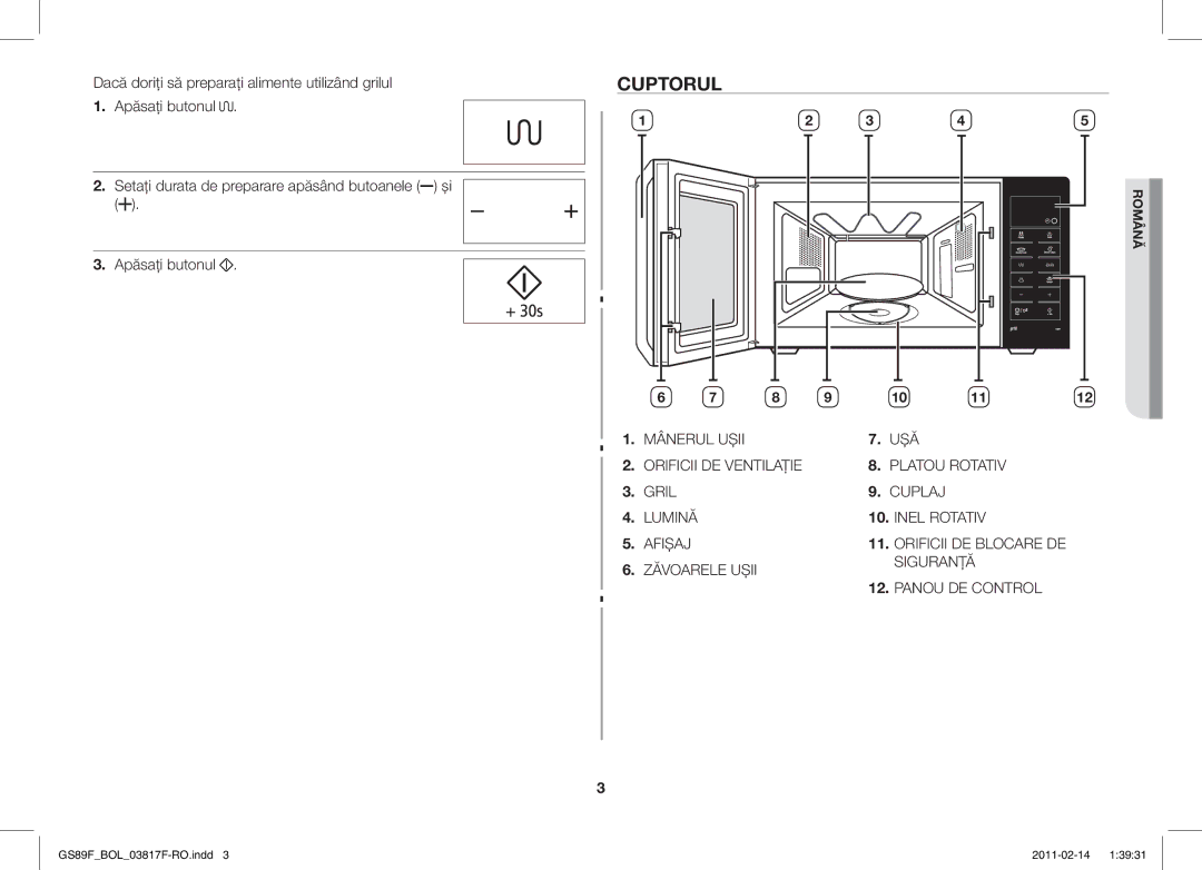 Samsung GS89F-1S/BOL manual Cuptorul 