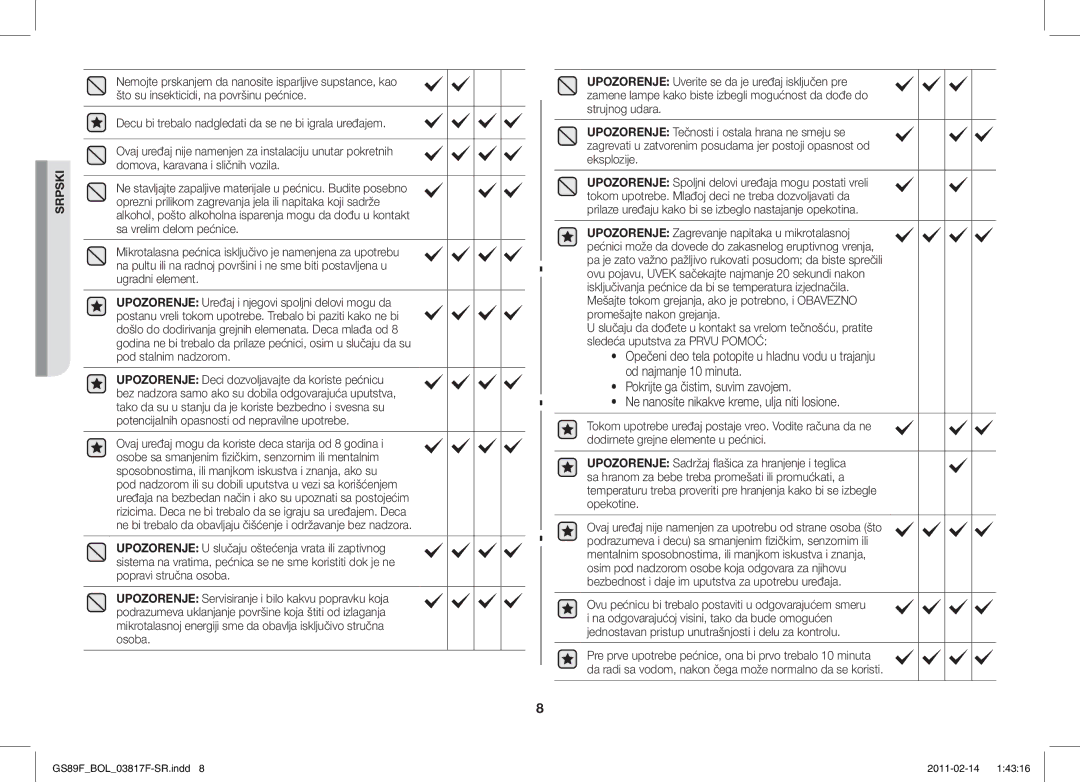 Samsung GS89F-1S/BOL manual Decu bi trebalo nadgledati da se ne bi igrala uređajem 