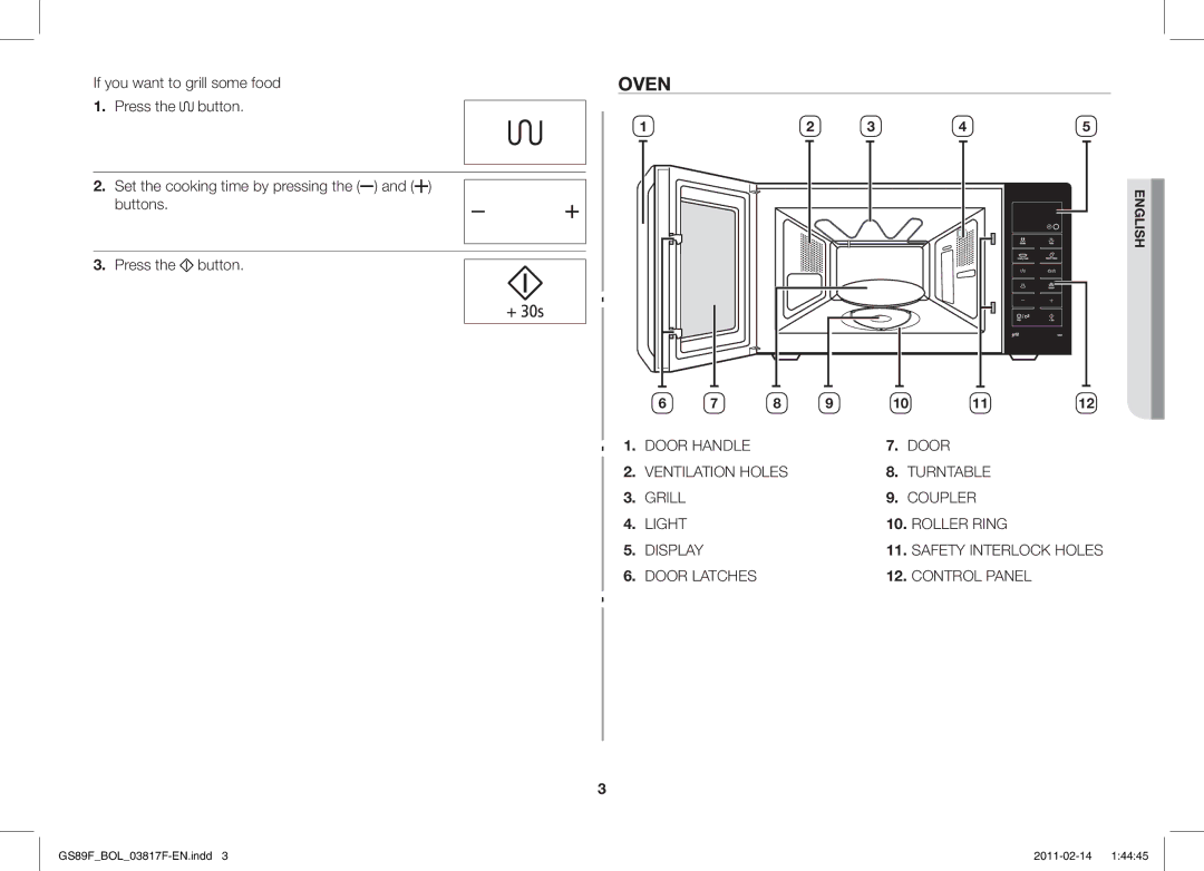 Samsung GS89F-1S/BOL manual Oven 