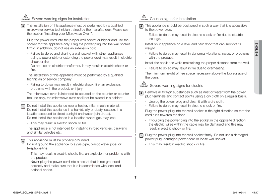 Samsung GS89F-1S/BOL manual English 