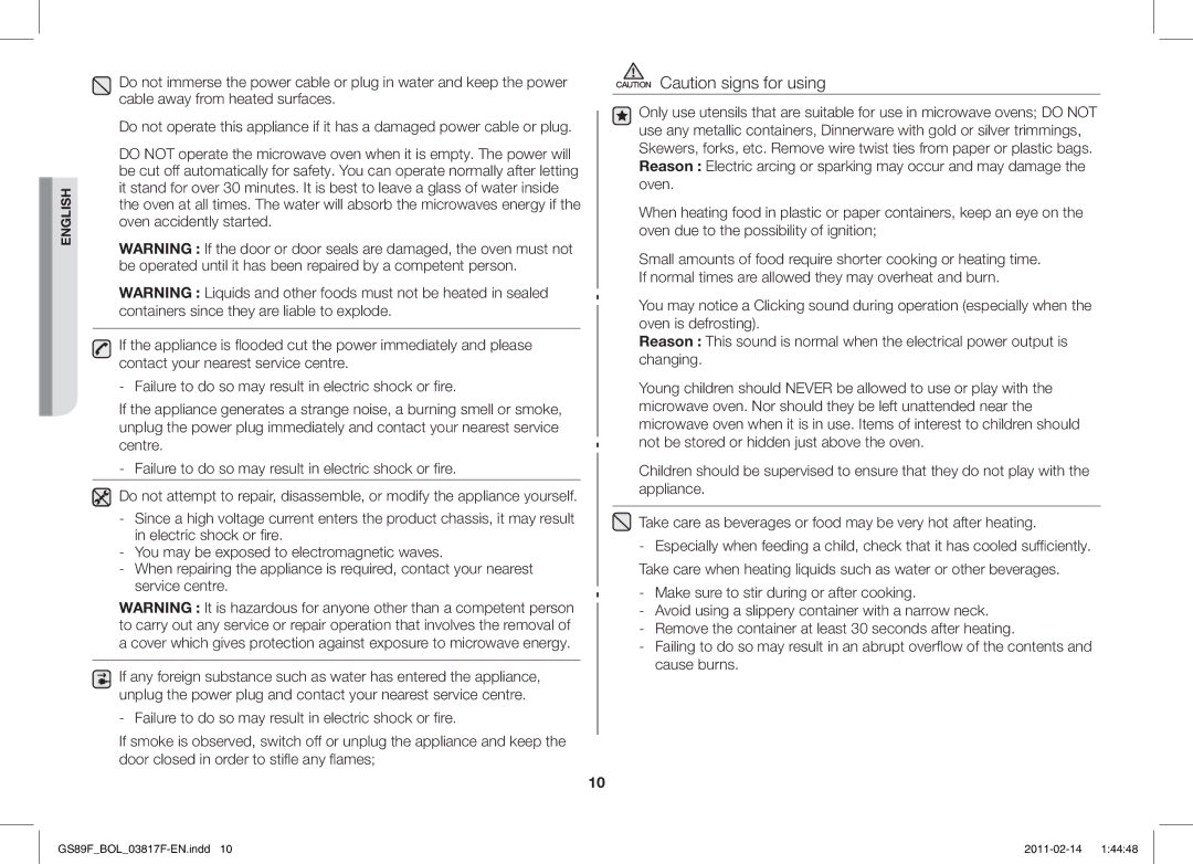 Samsung GS89F-1S/BOL manual English 