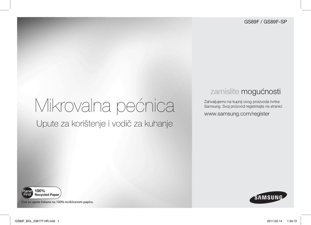 Samsung GS89F-1S/BOL manual Mikrovalna pećnica 