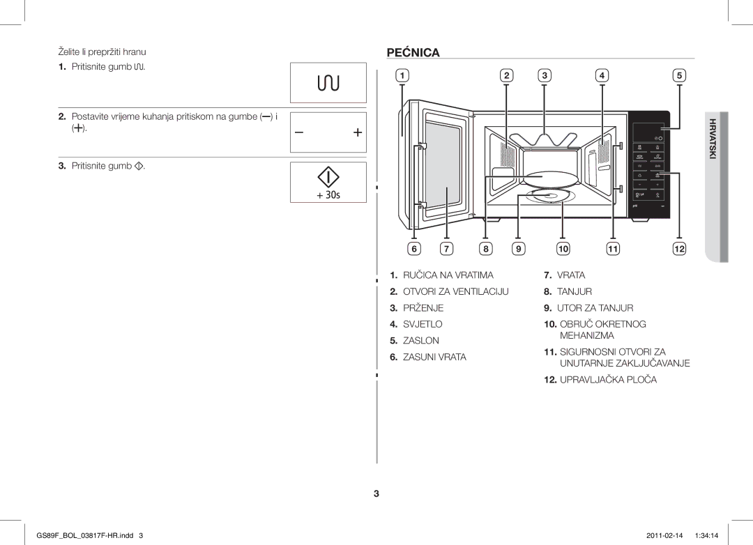 Samsung GS89F-1S/BOL manual Pećnica 