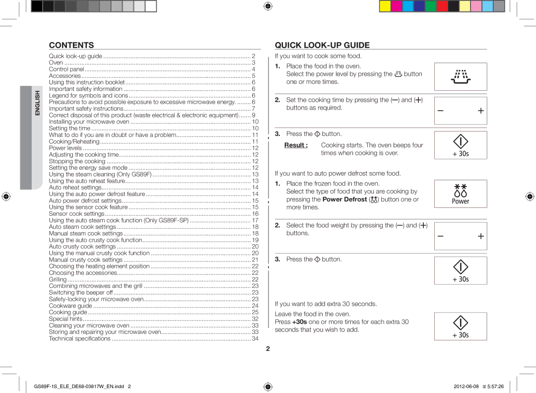 Samsung GS89F-1S/ELE manual Contents, Quick LOOK-UP Guide 