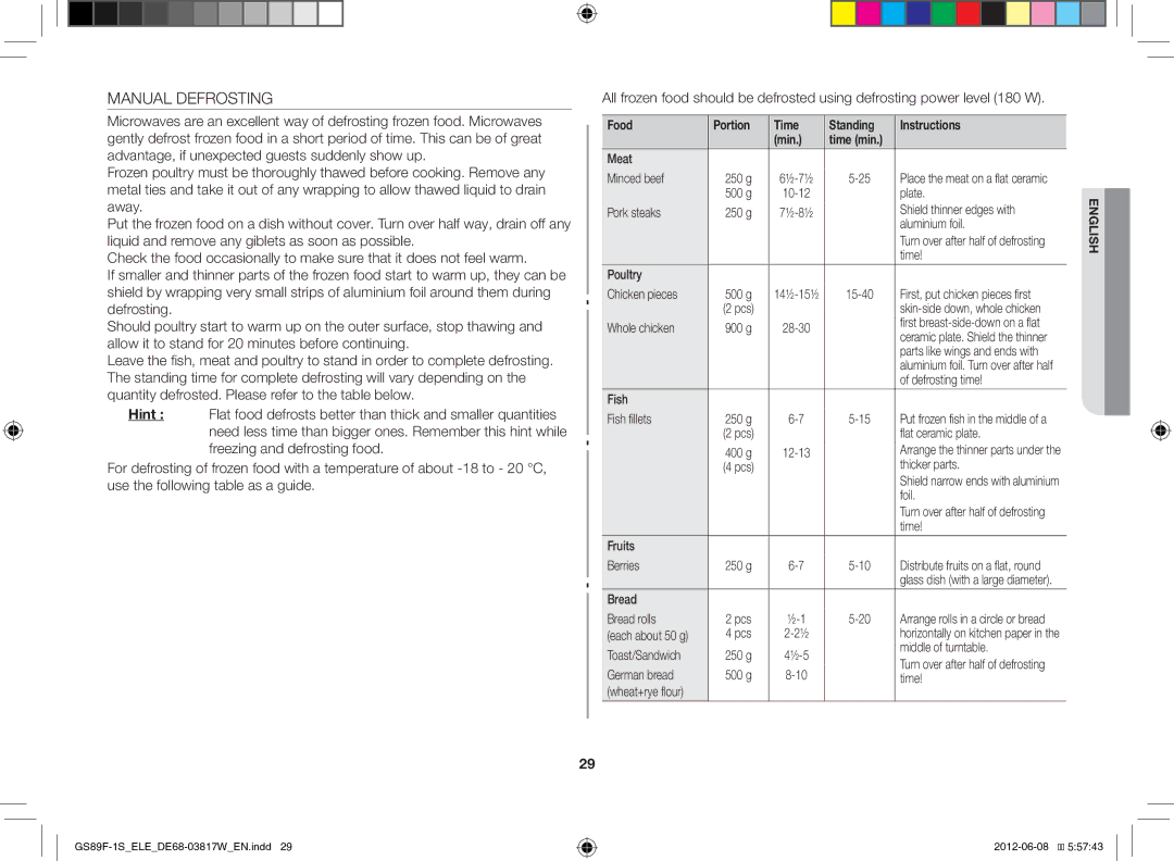 Samsung GS89F-1S/ELE manual Manual Defrosting 